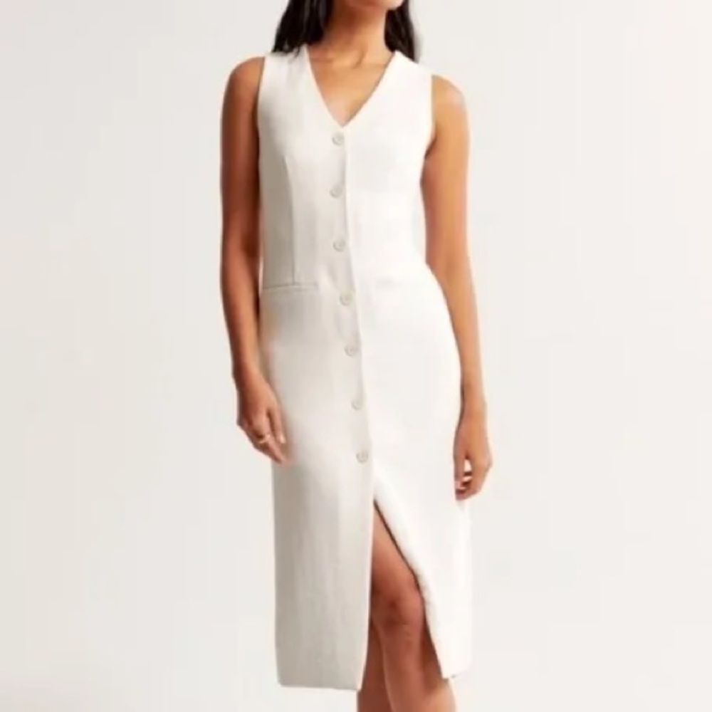Abercrombie Women's Mara Vest Midi Dress in white